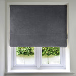Charger l'image dans la galerie, McAlister Textiles Matt Charcoal Grey Velvet Roman Blind Roman Blinds