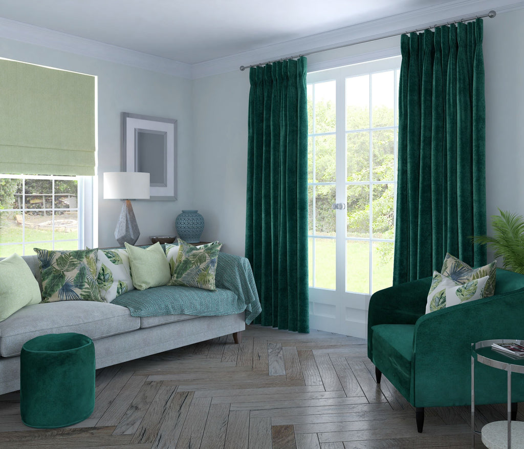 McAlister Textiles Matt Emerald Velvet Curtains Tailored Curtains 