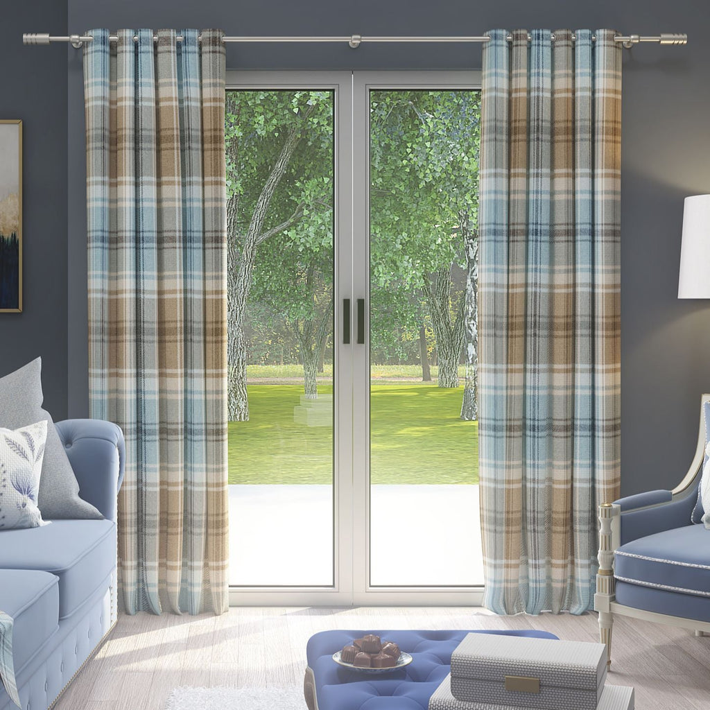 Angus Duck Egg Blue Tartan Curtains