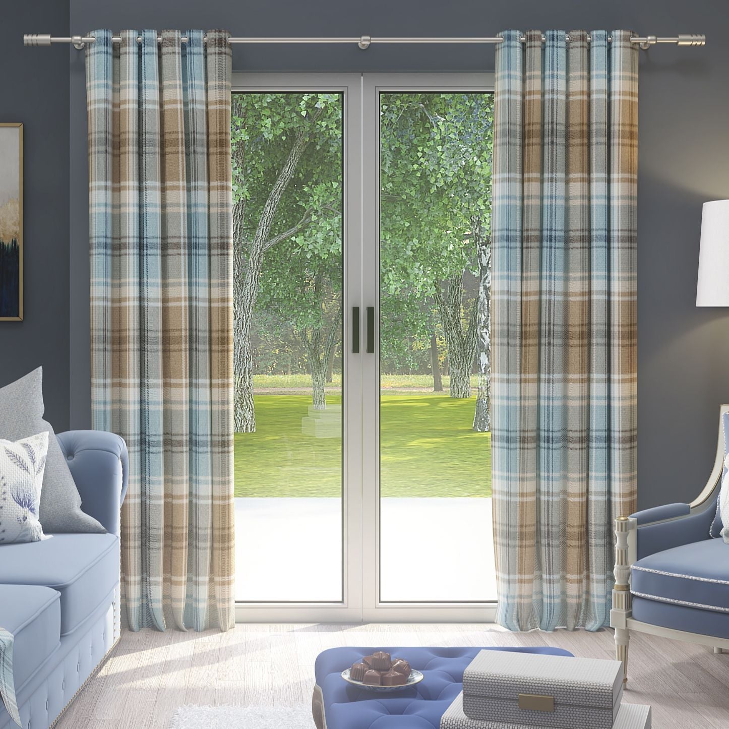 McAlister Textiles Angus Duck Egg Blue Tartan Curtains mw_product_option_cloned 