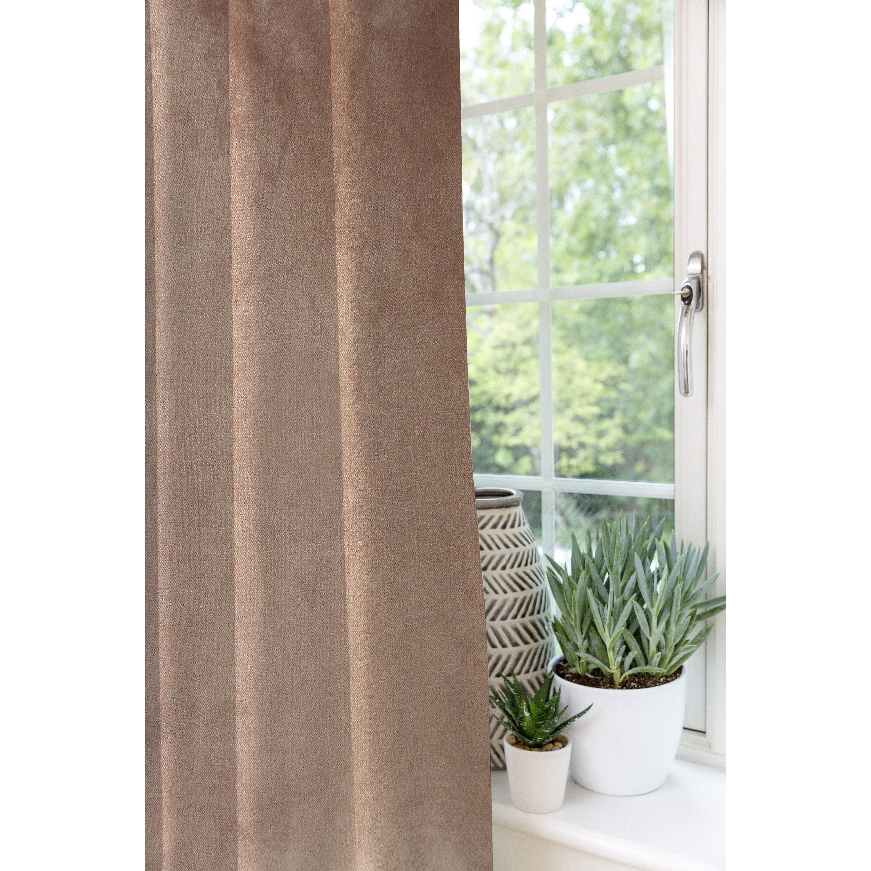 McAlister Textiles Matt Mocha Brown Velvet Curtains Tailored Curtains 