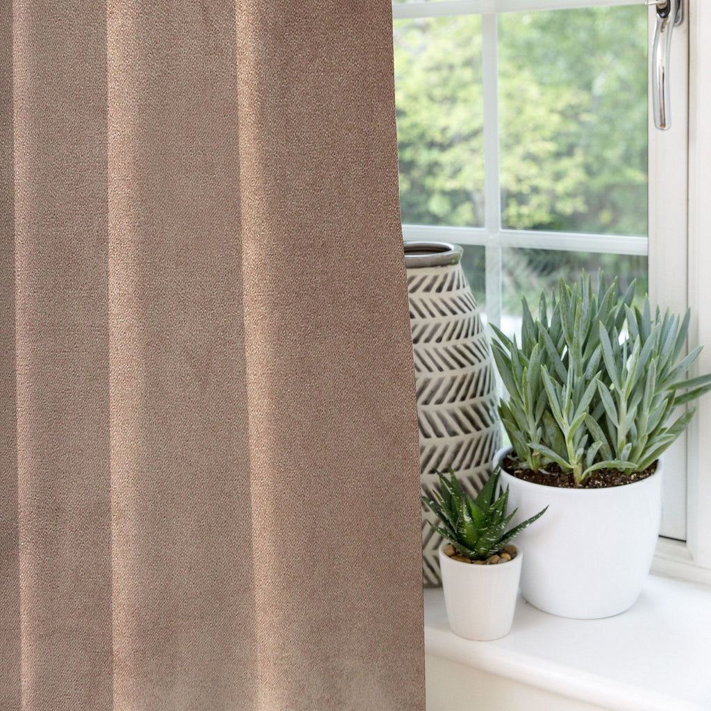 McAlister Textiles Matt Mocha Brown Velvet Curtains Tailored Curtains 