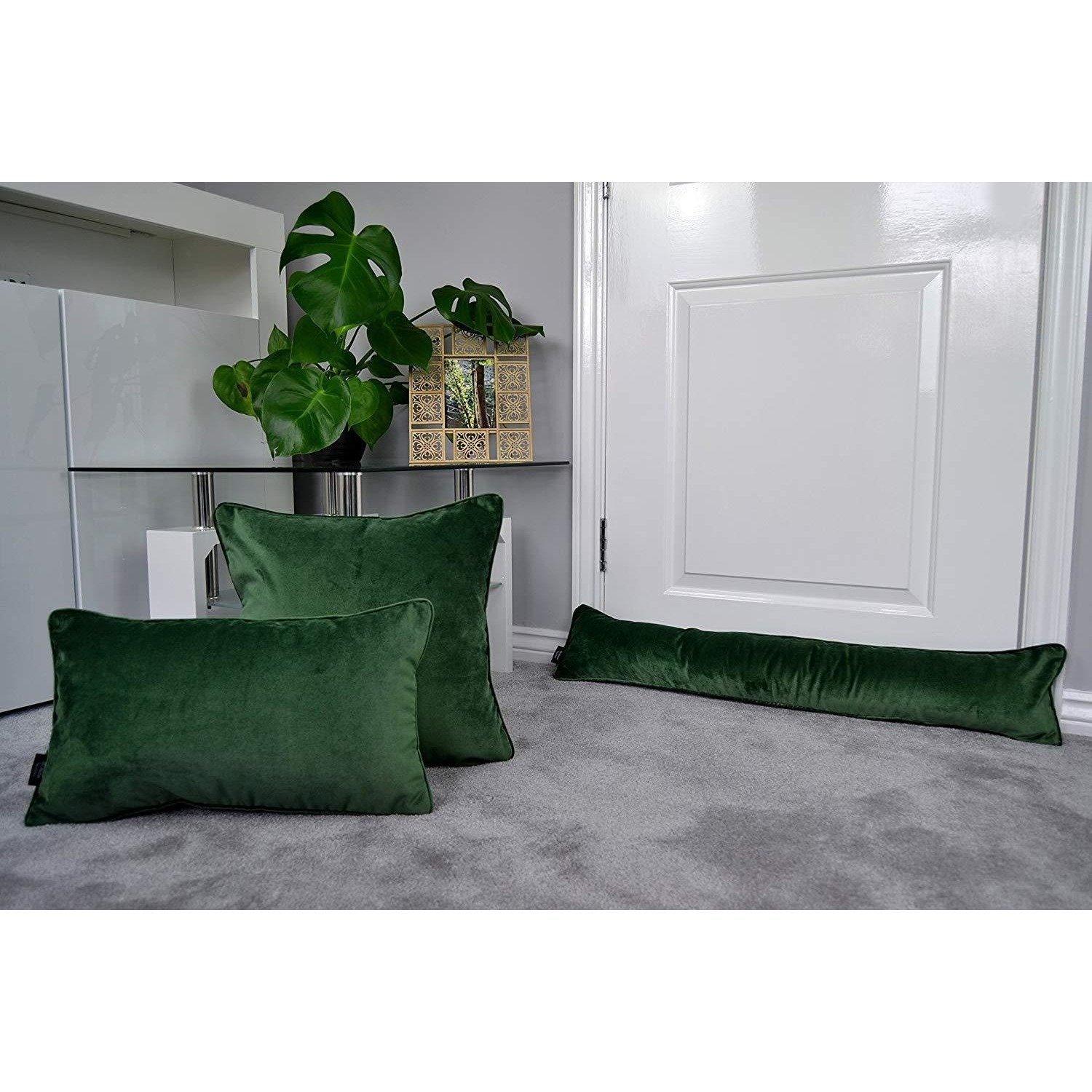 McAlister Textiles Matt Moss Green Piped Velvet Cushion Cushions and Covers 