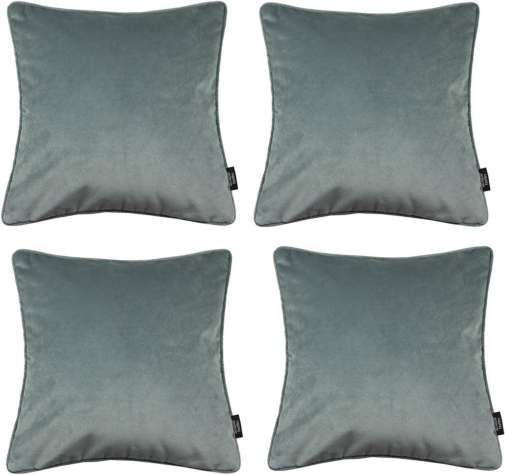 McAlister Textiles Matt Dove Grey Velvet 43cm x 43cm Piped Cushion Sets Cushions and Covers 