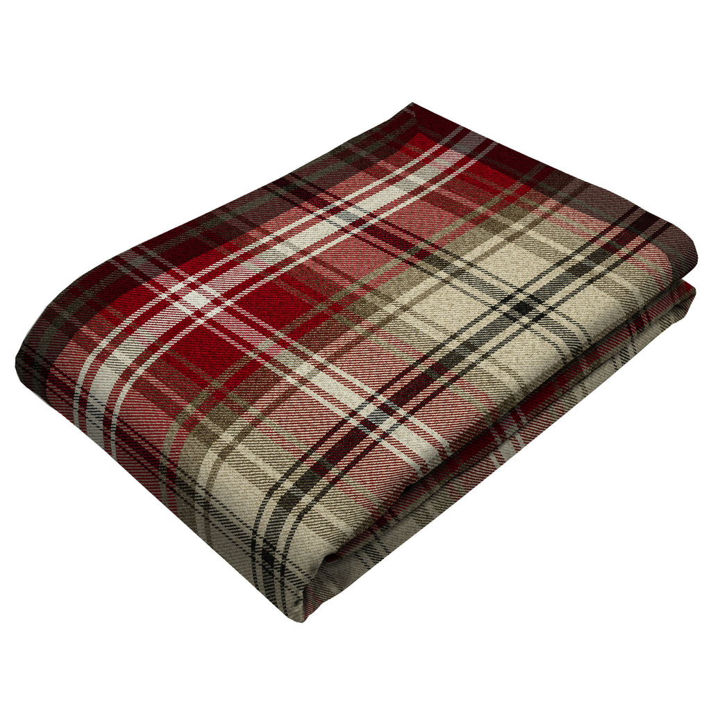 McAlister Textiles Angus Red + White Tartan Throws & Runners Throws and Runners 
