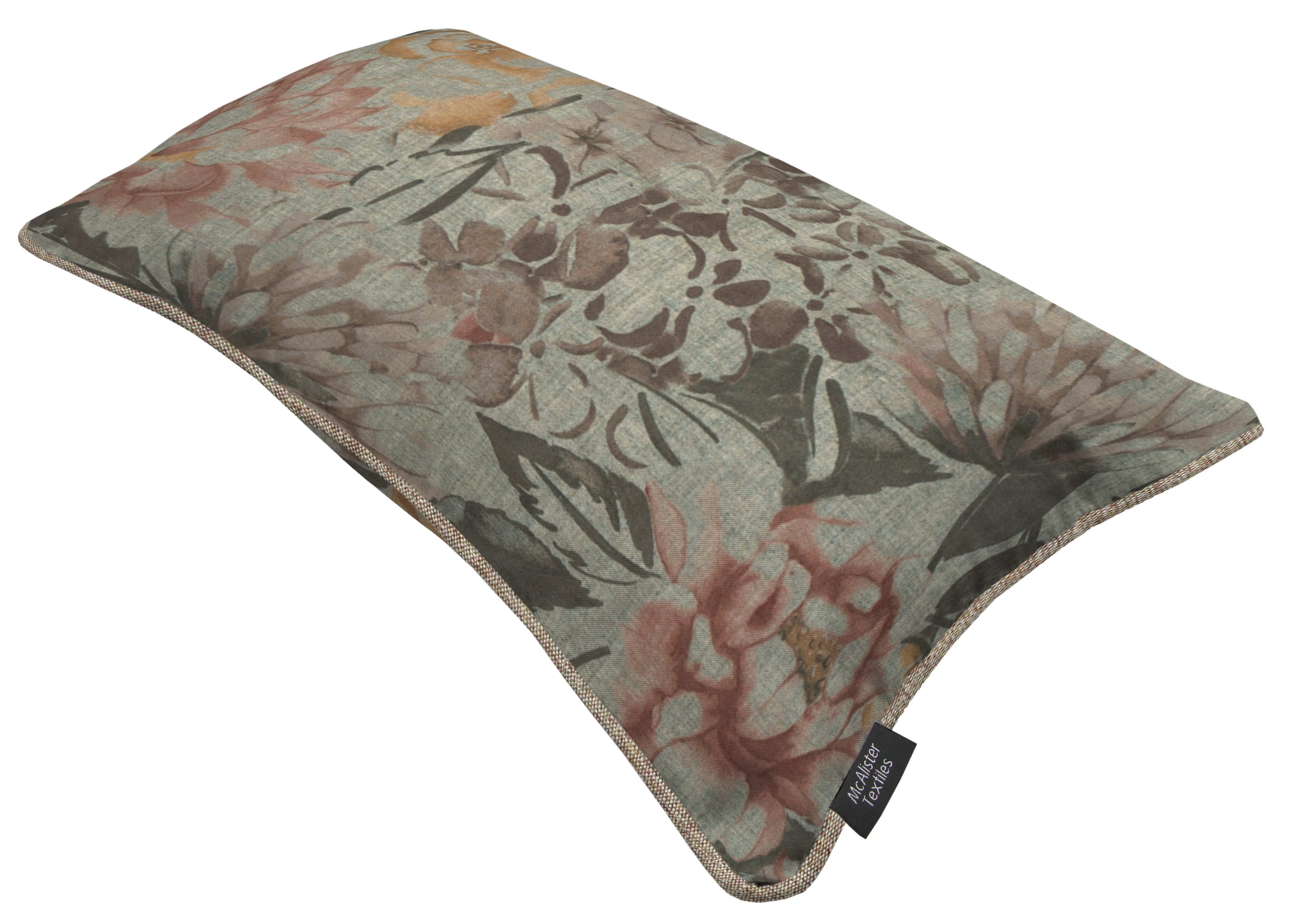 McAlister Textiles Blooma Green, Pink and Ochre Floral Pillow Pillow 