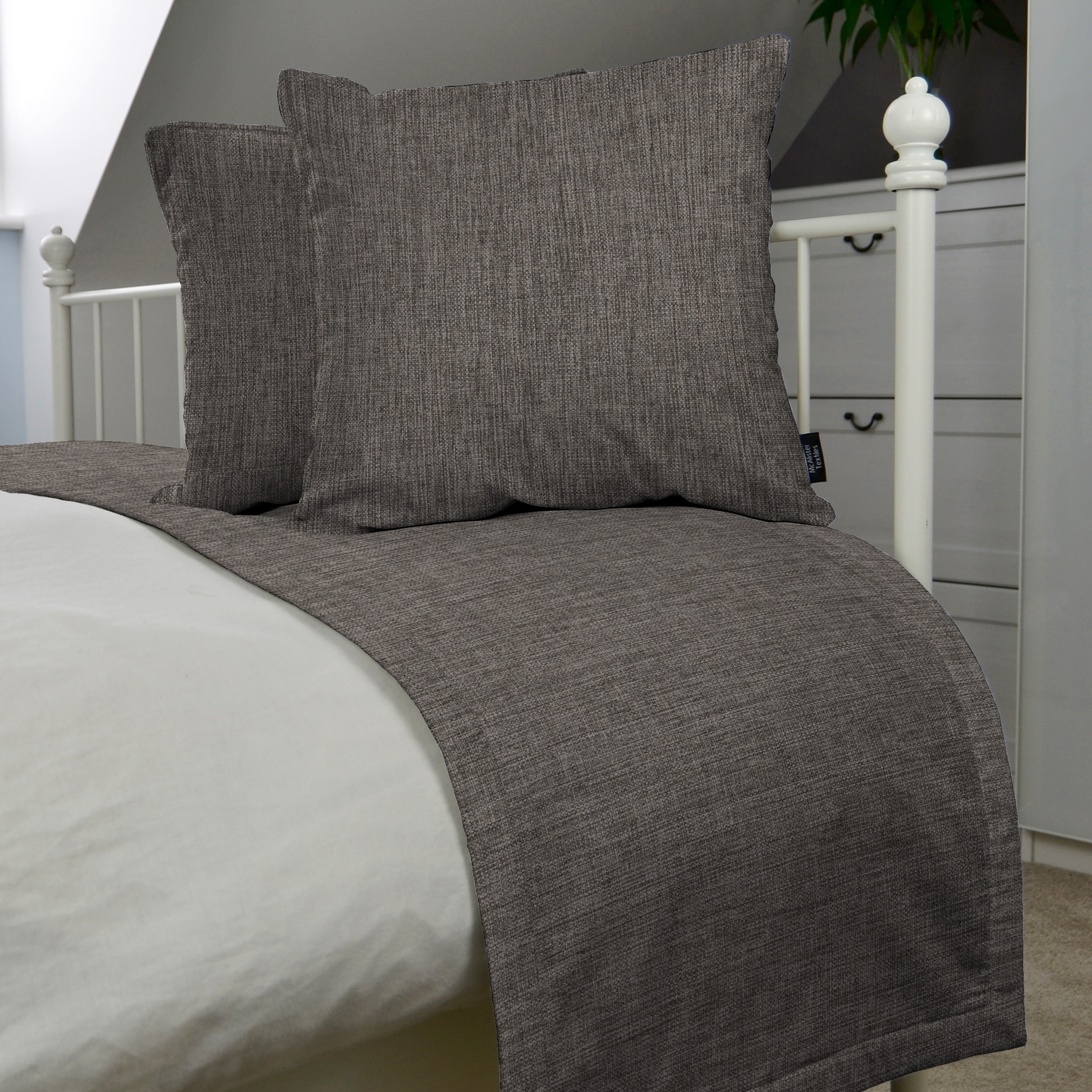 McAlister Textiles Capri Charcoal Bed Runners Throws and Runners 