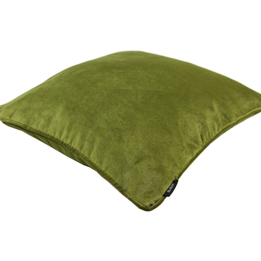 McAlister Textiles Matt Lime Green Piped Velvet Cushion Cushions and Covers 