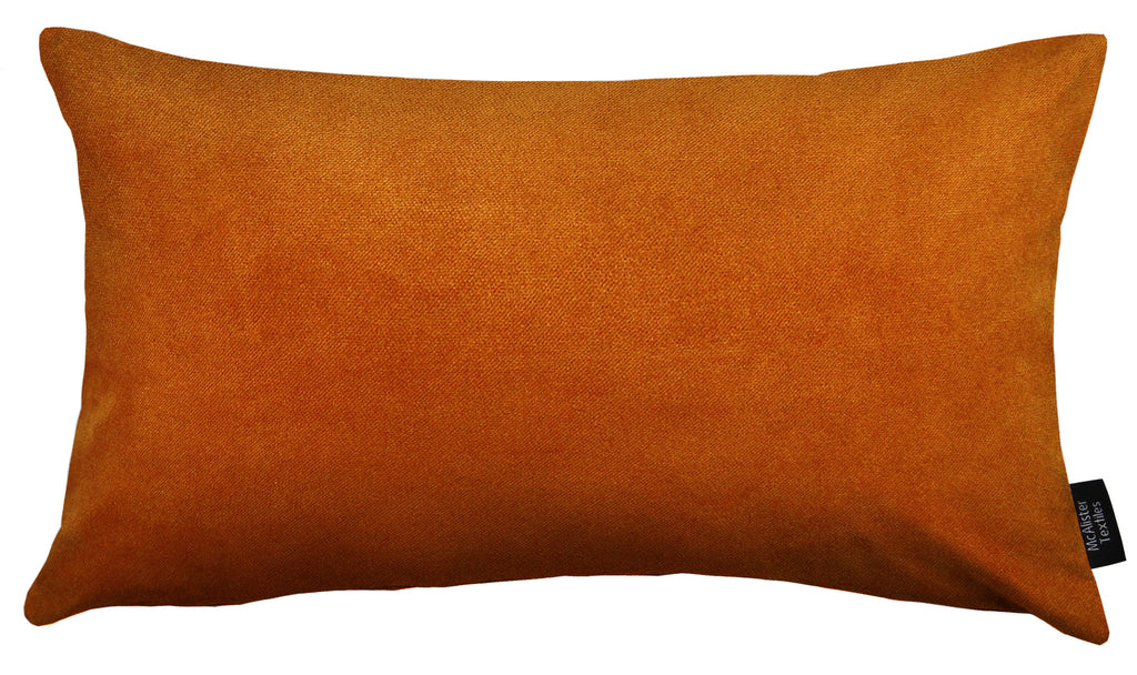 McAlister Textiles Matt Burnt Orange Velvet Modern Look Plain Cushion Cushions and Covers 