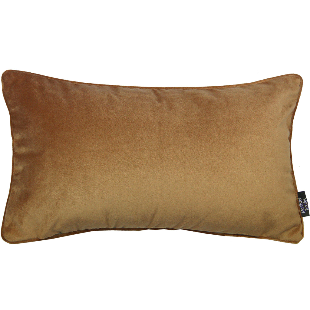 McAlister Textiles Matt Caramel Gold Piped Velvet Cushion Cushions and Covers 