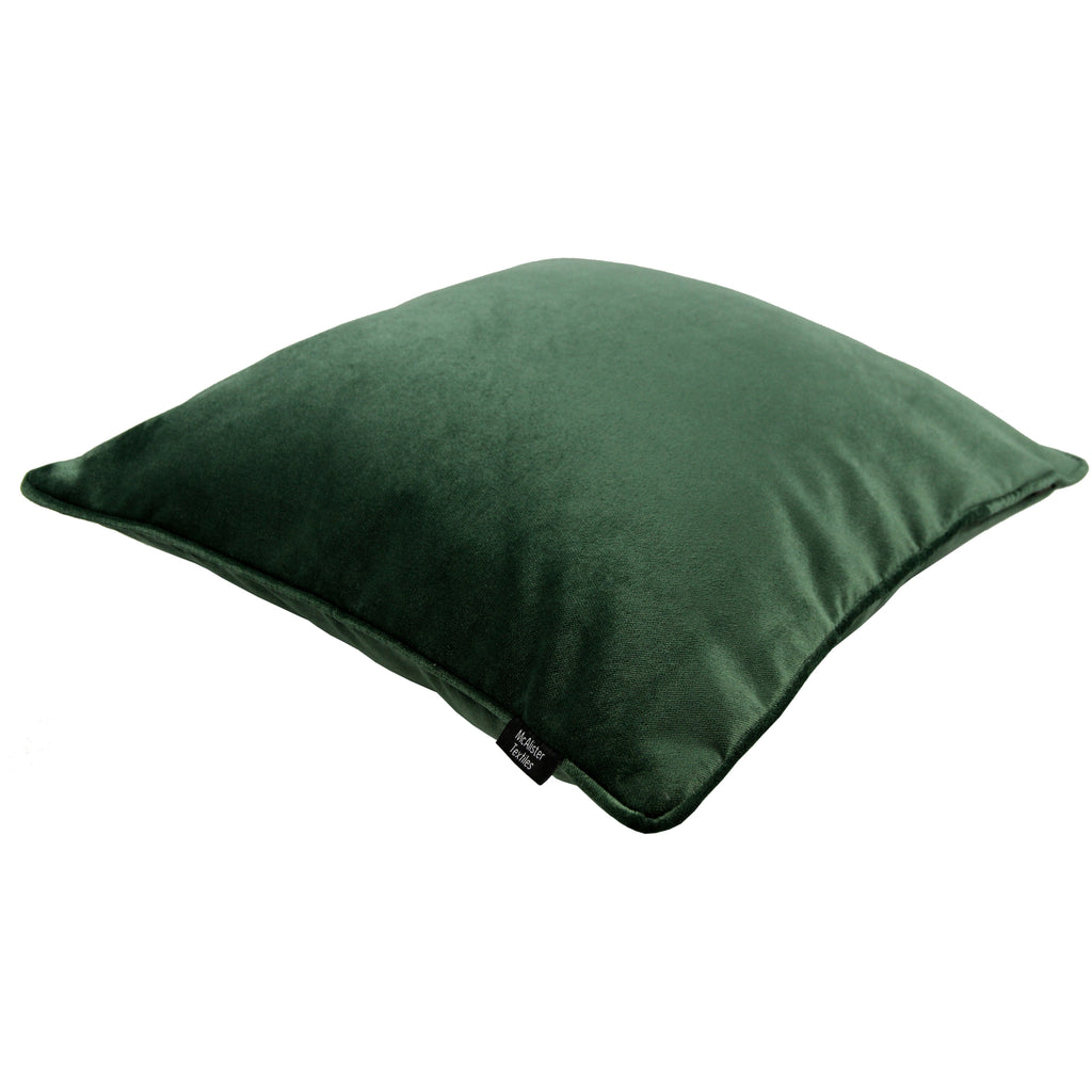 McAlister Textiles Matt Moss Green Piped Velvet Cushion Cushions and Covers 