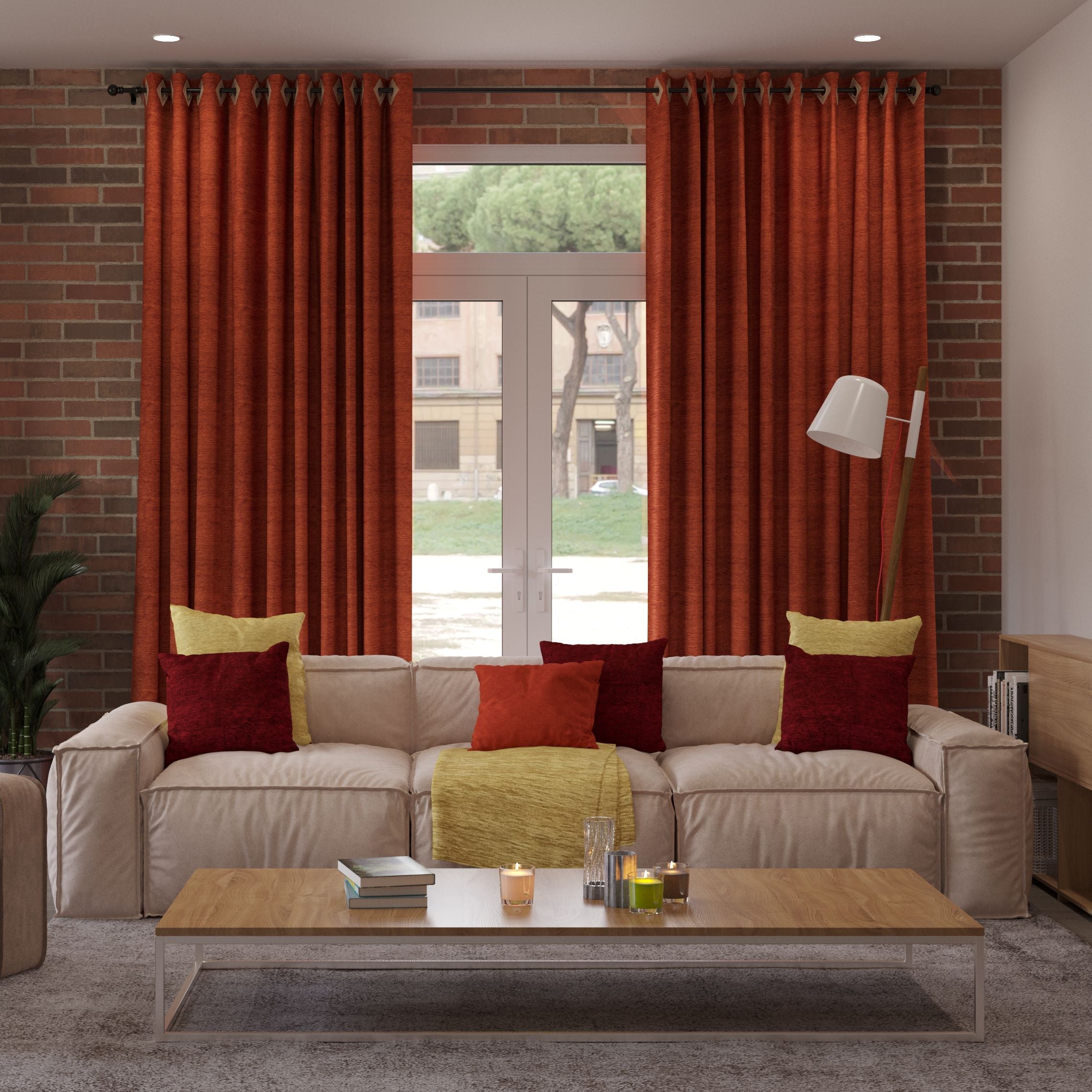 McAlister Textiles Plain Chenille Burnt Orange Curtains mw_product_option_cloned 