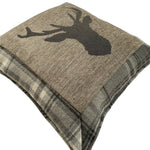 Charger l&#39;image dans la galerie, McAlister Textiles Stag Charcoal Grey Tartan 43cm x 43cm Cushion Set Cushions and Covers 
