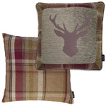 Charger l&#39;image dans la galerie, McAlister Textiles Stag Purple + Green Tartan 43cm x 43cm Cushion Set Cushions and Covers Set of 2 cushions 
