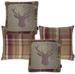 Charger l&#39;image dans la galerie, McAlister Textiles Stag Purple + Green Tartan 43cm x 43cm Cushion Set Cushions and Covers Set of 4 cushions 
