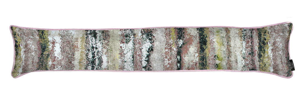 McAlister Textiles Aura Blush Pink Printed Velvet Draught Excluder Draught Excluders 