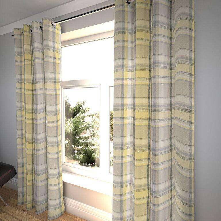 McAlister Textiles Heritage Yellow + Grey Tartan Curtains mw_product_option_cloned 