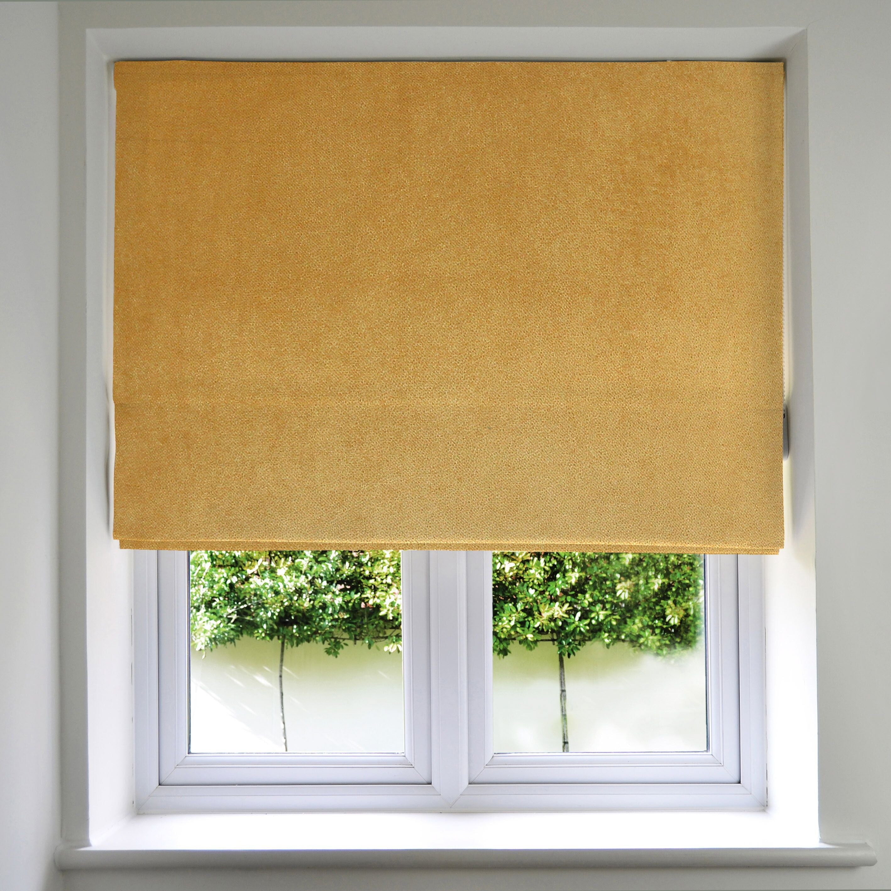 McAlister Textiles Matt Ochre Yellow Velvet Roman Blind mw_product_option_cloned Standard Lining 130cm x 200cm Ochre