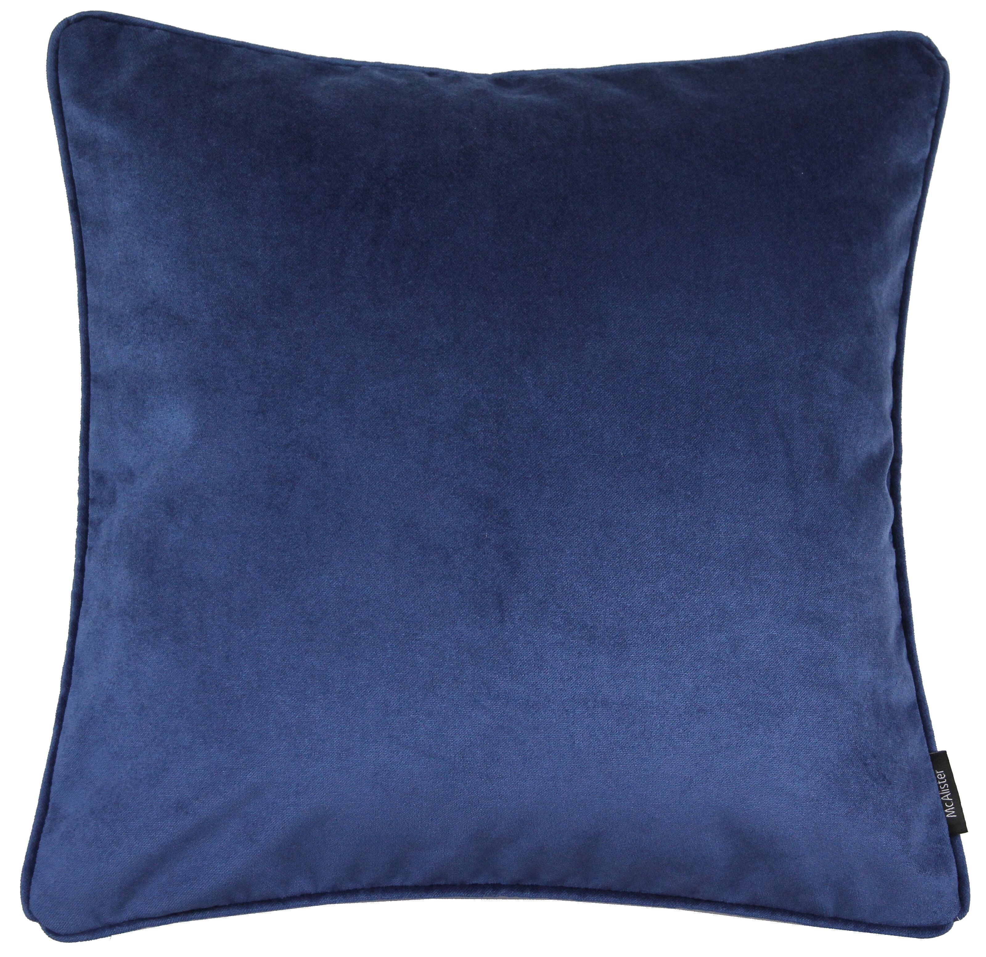 McAlister Textiles Matt Navy Blue Velvet 43cm x 43cm Piped Cushion Sets Cushions and Covers 