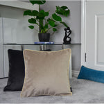 Charger l&#39;image dans la galerie, McAlister Textiles Matt Beige Mink Contrast Piped Velvet Cushion Cushions and Covers 
