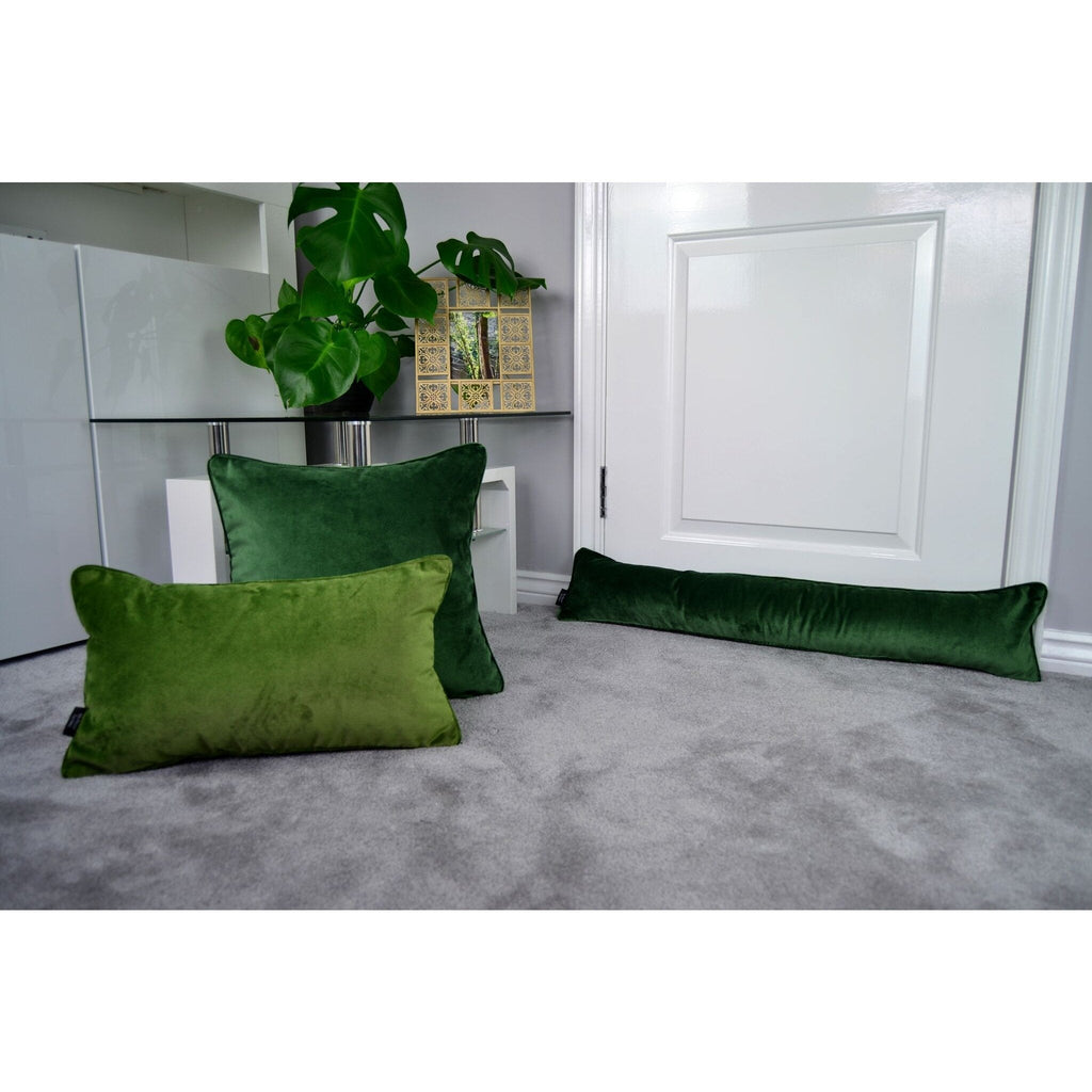 McAlister Textiles Matt Fern Green Piped Velvet Cushion Cushions and Covers 