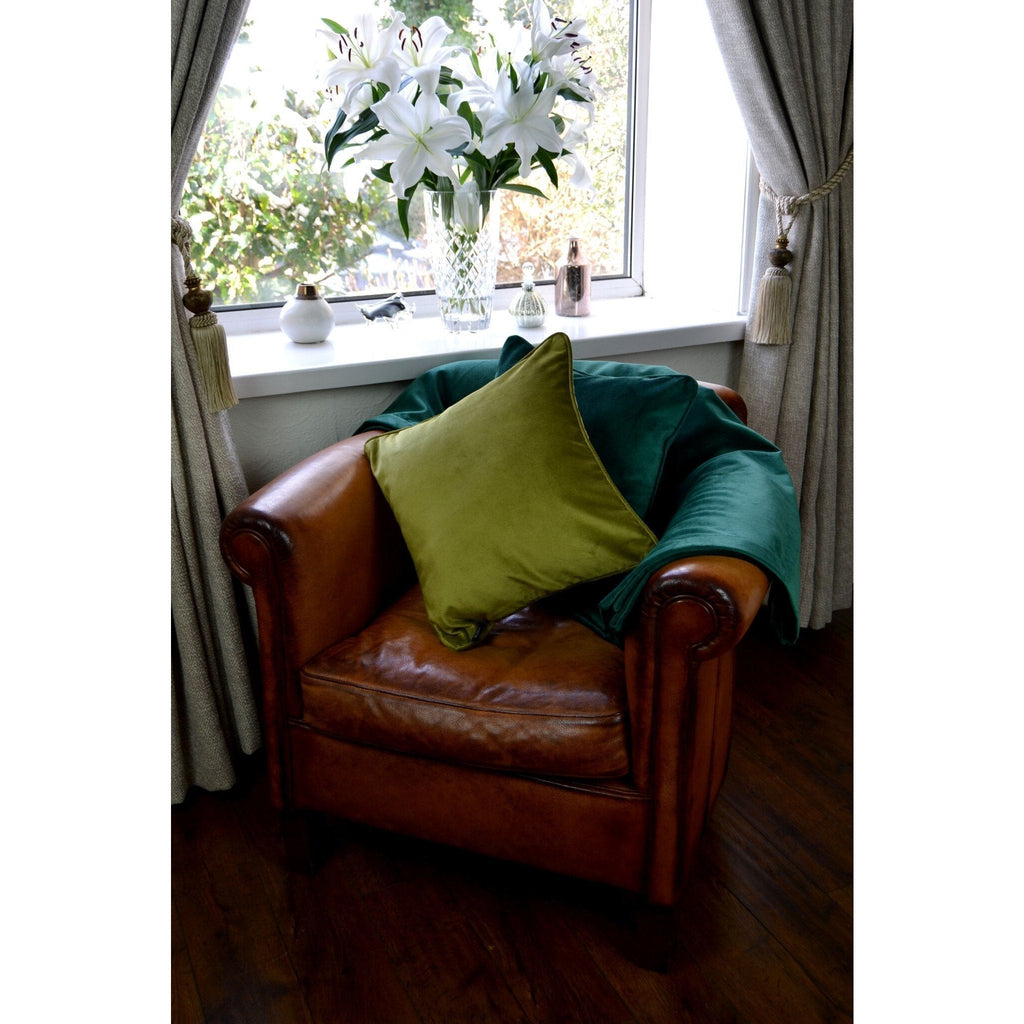 McAlister Textiles Matt Emerald Green Piped Velvet Cushion Cushions and Covers 