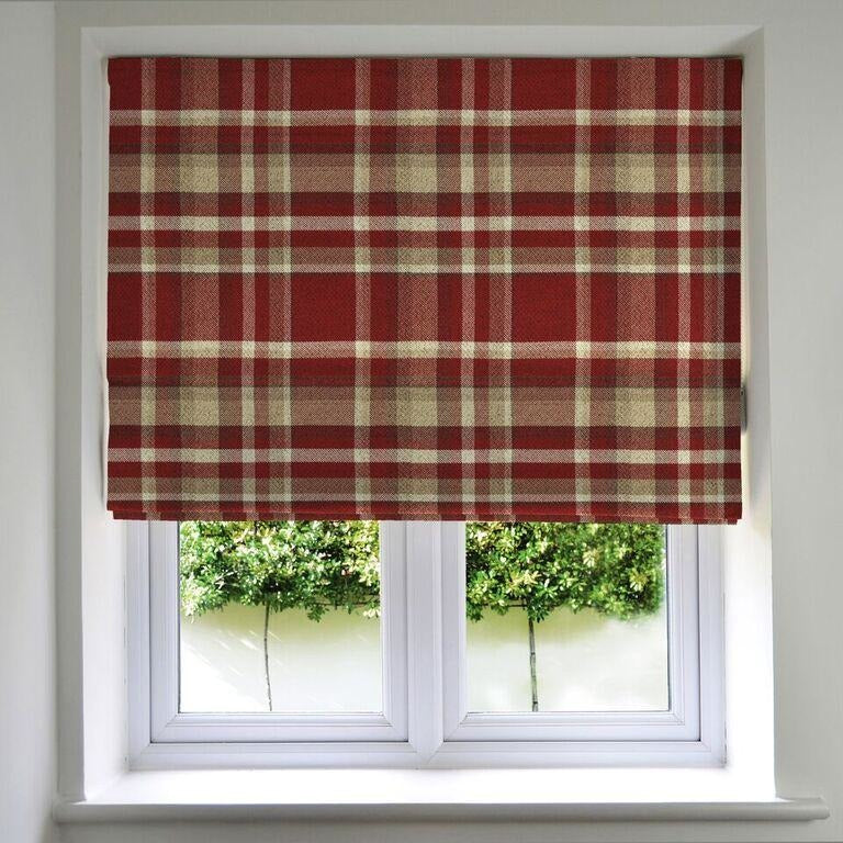 McAlister Textiles Heritage Red + White Tartan Roman Blind mw_product_option_cloned Standard Lining 265cm x 200cm 