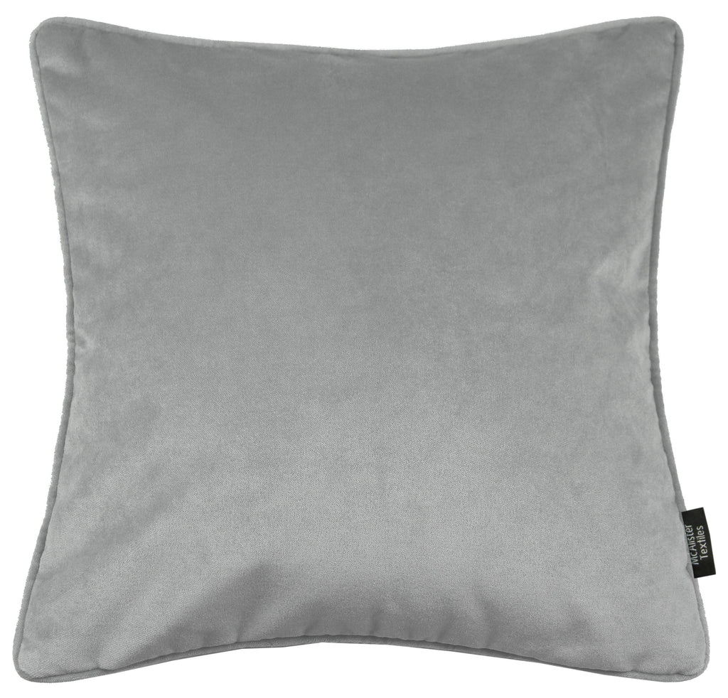 McAlister Textiles Matt Dove Grey Velvet 43cm x 43cm Piped Cushion Sets Cushions and Covers 