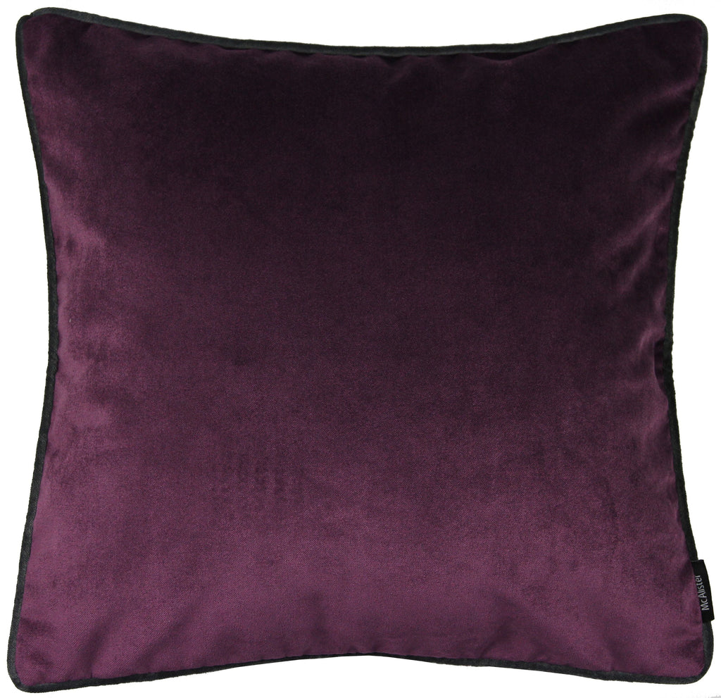 McAlister Textiles Matt Aubergine Purple Velvet 43cm x 43cm Piped Cushion Sets Cushions and Covers 