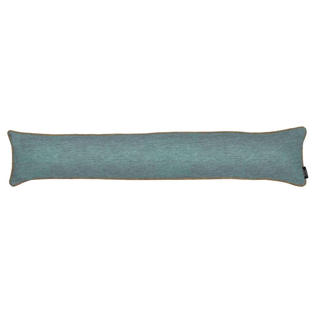 McAlister Textiles Plain Chenille Contrast Piped Blue + Beige Draught Excluder Draught Excluders 