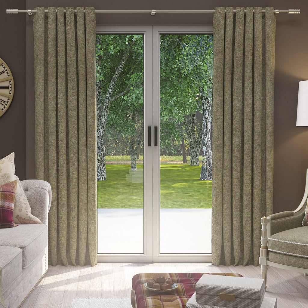 McAlister Textiles Highlands Textured Plain Forest Green Curtains Tailored Curtains 