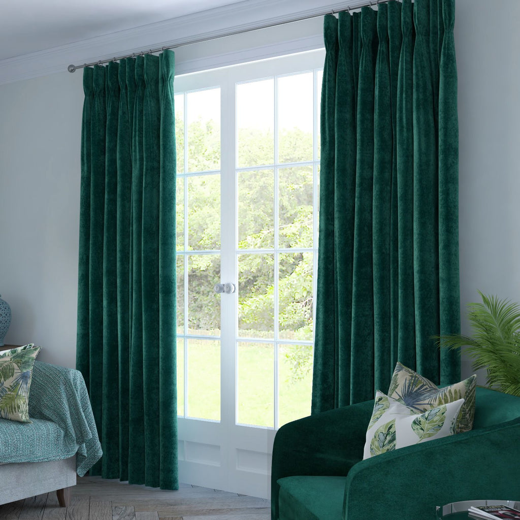 McAlister Textiles Matt Emerald Velvet Curtains Tailored Curtains 