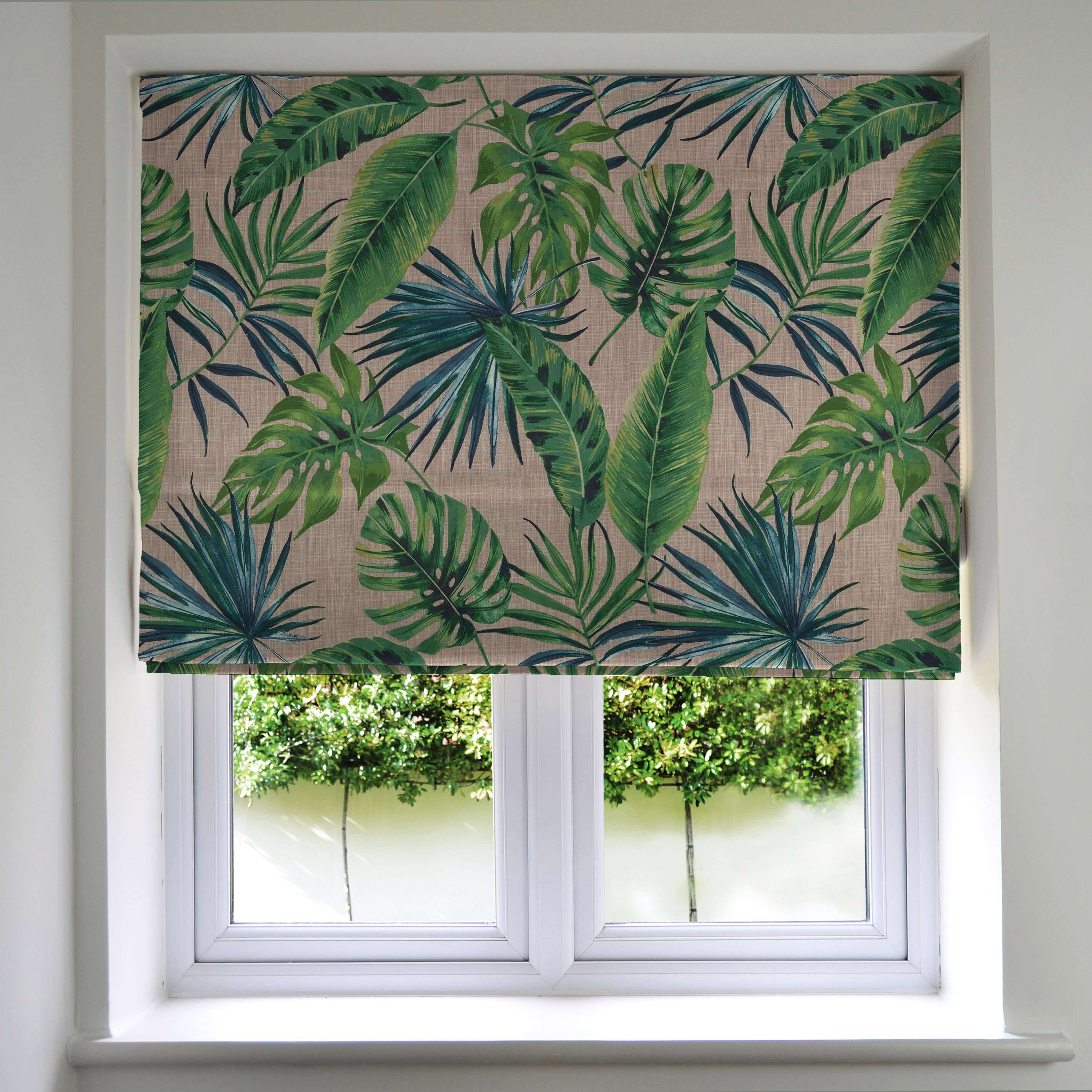 McAlister Textiles Palm Leaf New Printed Velvet Roman Blind Roman Blinds Standard Lining 130cm x 200cm 