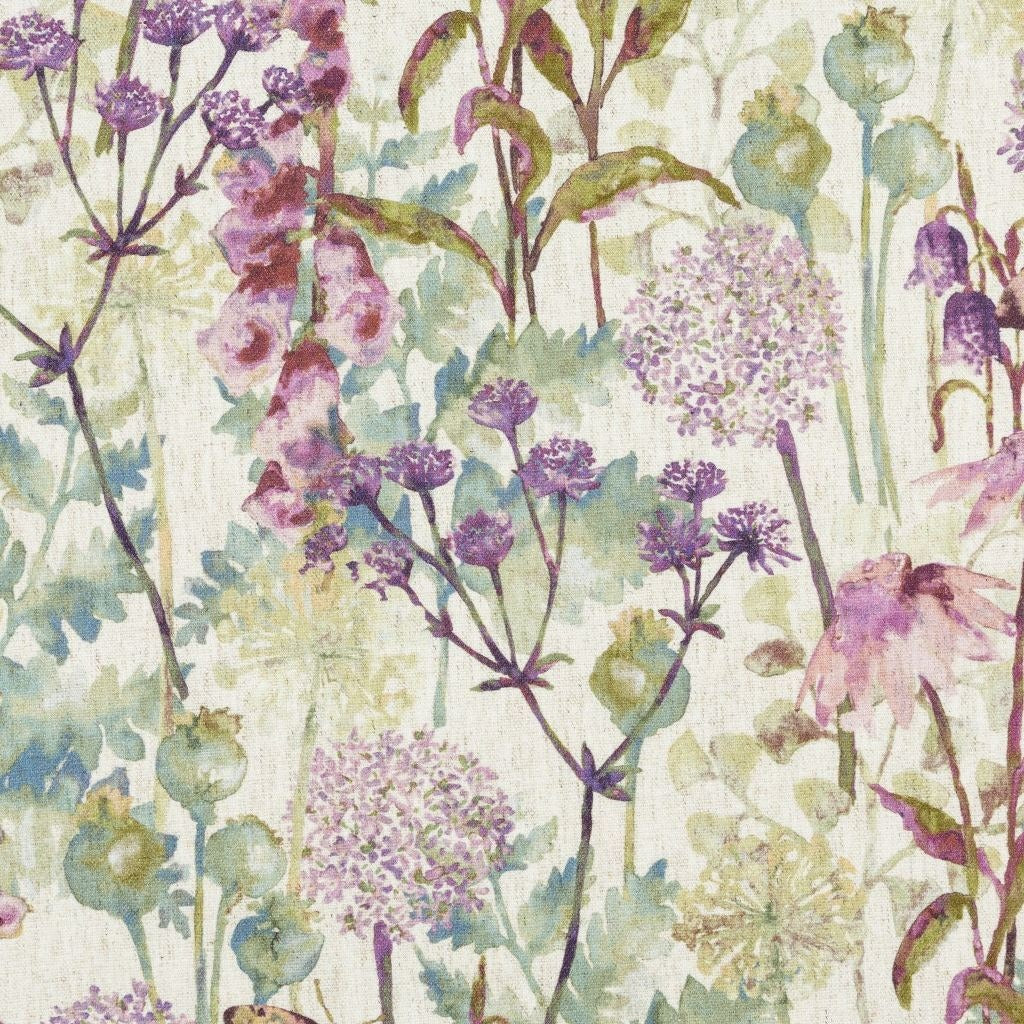 McAlister Textiles Wildflower Pastel Purple Linen Fabric Fabrics 1 Metre 