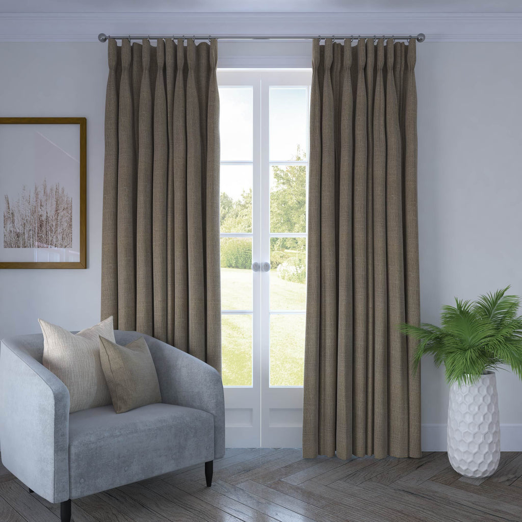 McAlister Textiles Linea Mocha Textured Curtains Tailored Curtains 