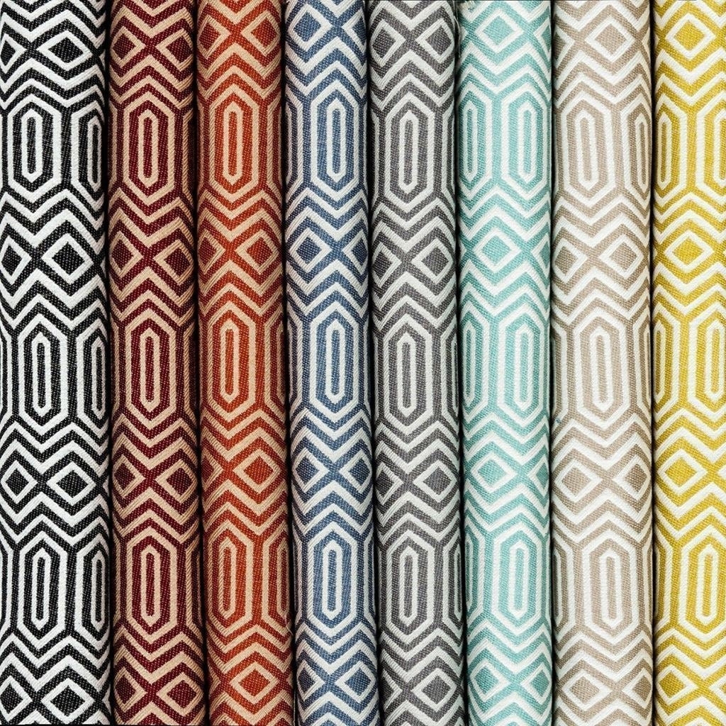 McAlister Textiles Colorado Geometric Red Fabric Fabrics 