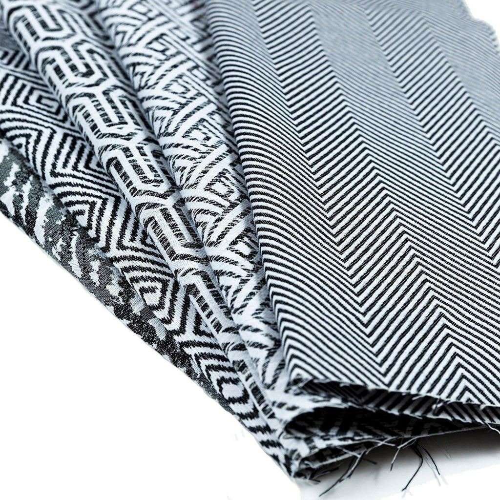 McAlister Textiles Herringbone Twill Black + White Fabric Fabrics 