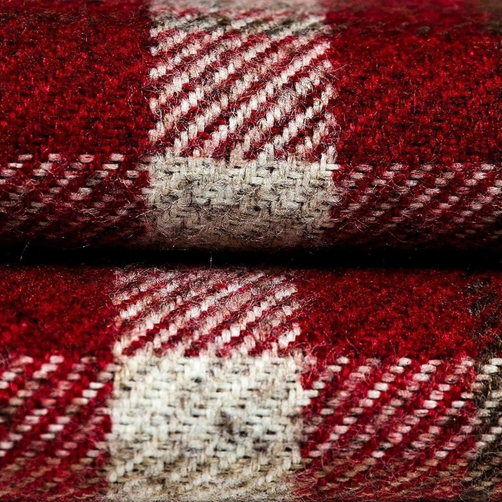 McAlister Textiles Heritage Tartan Red + White Curtain Fabric Fabrics 