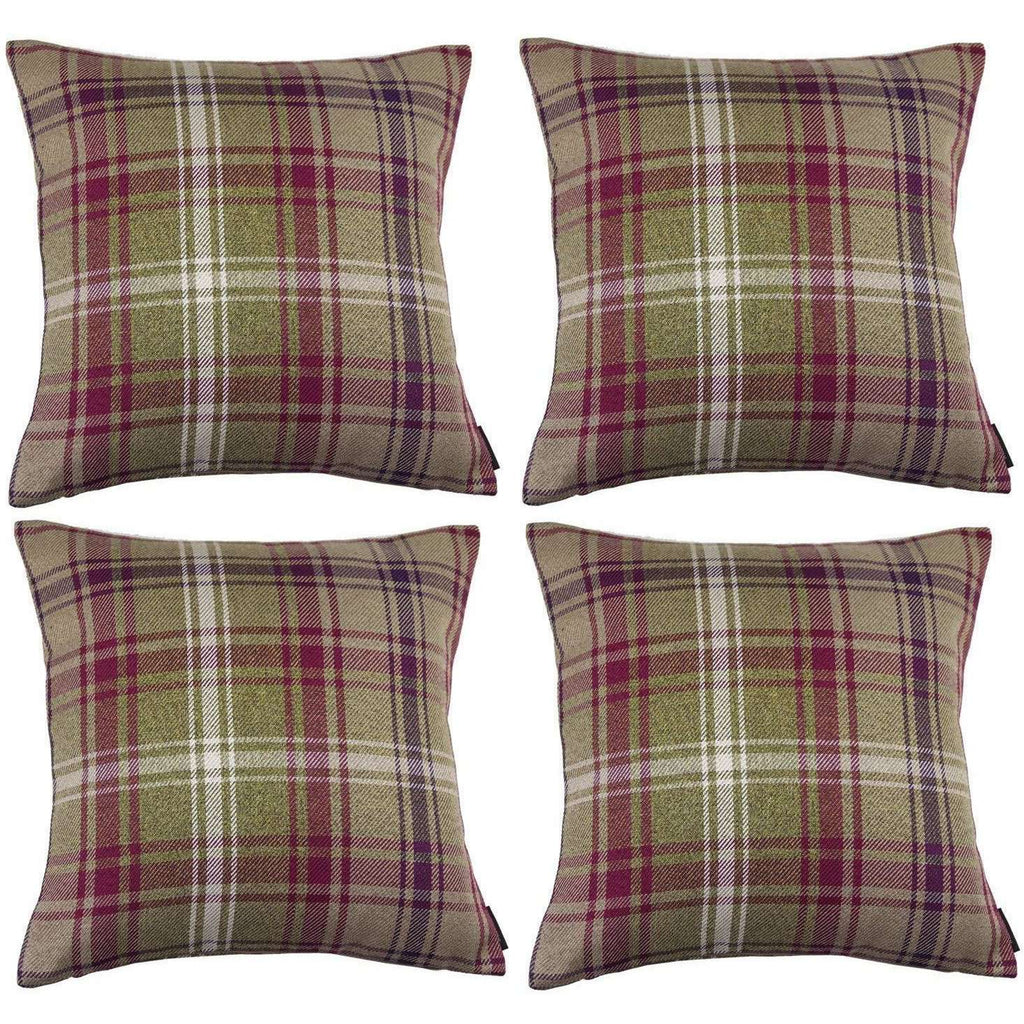 McAlister Textiles Angus Purple + Green Tartan 43cm x 43cm Cushion Sets Cushions and Covers 