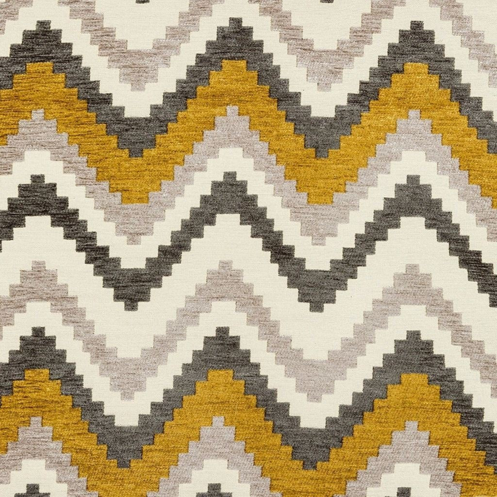 McAlister Textiles Navajo Yellow+ Grey Striped Fabric Fabrics 1 Metre 