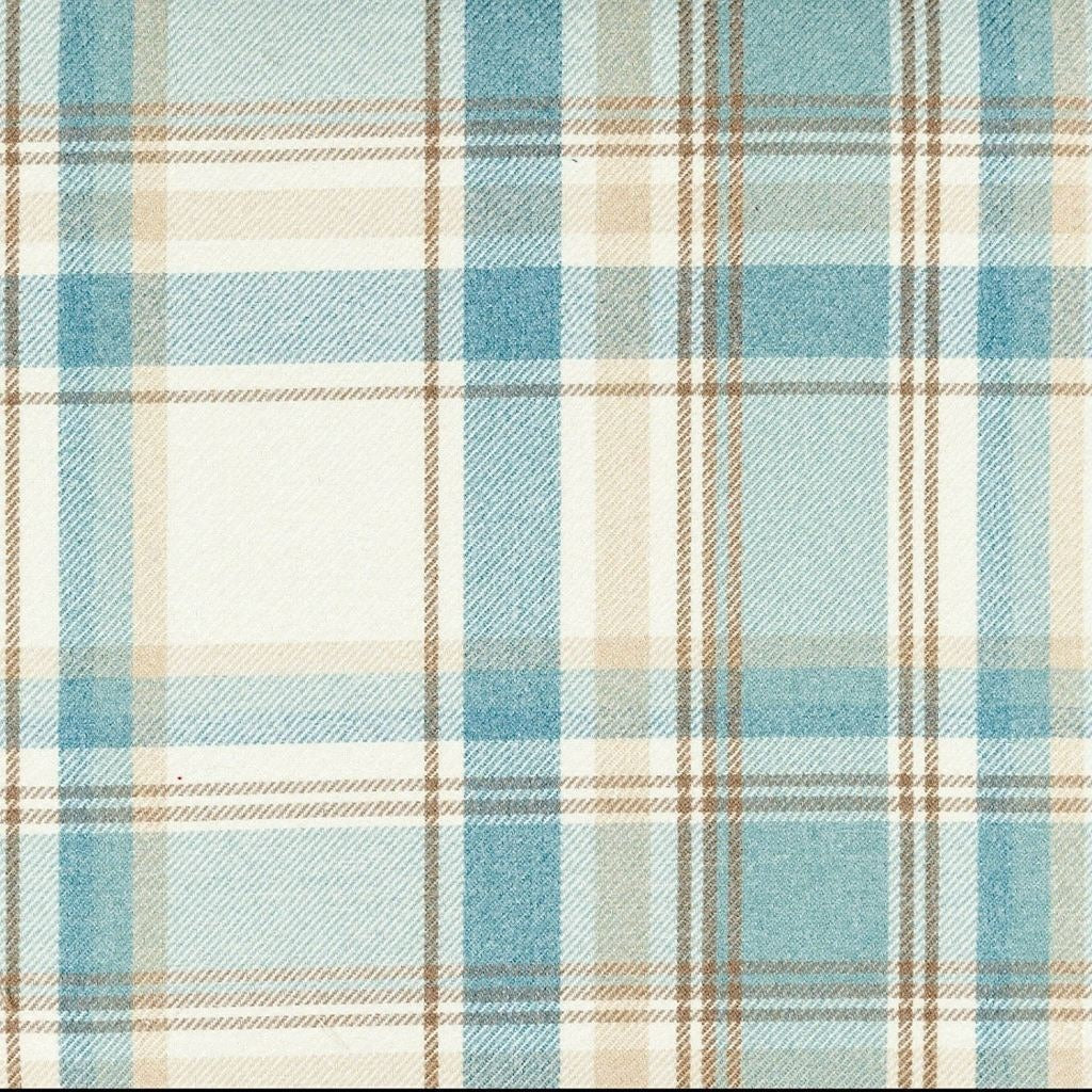 McAlister Textiles Heritage Tartan Duck Egg Blue Curtain Fabric Fabrics 1 Metre 