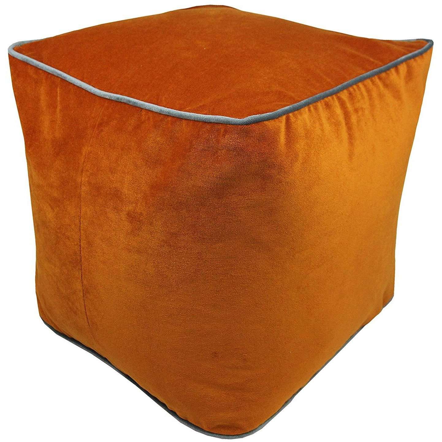 McAlister Textiles Deluxe Velvet Burnt Orange Cube Seat Stool Square Stool 