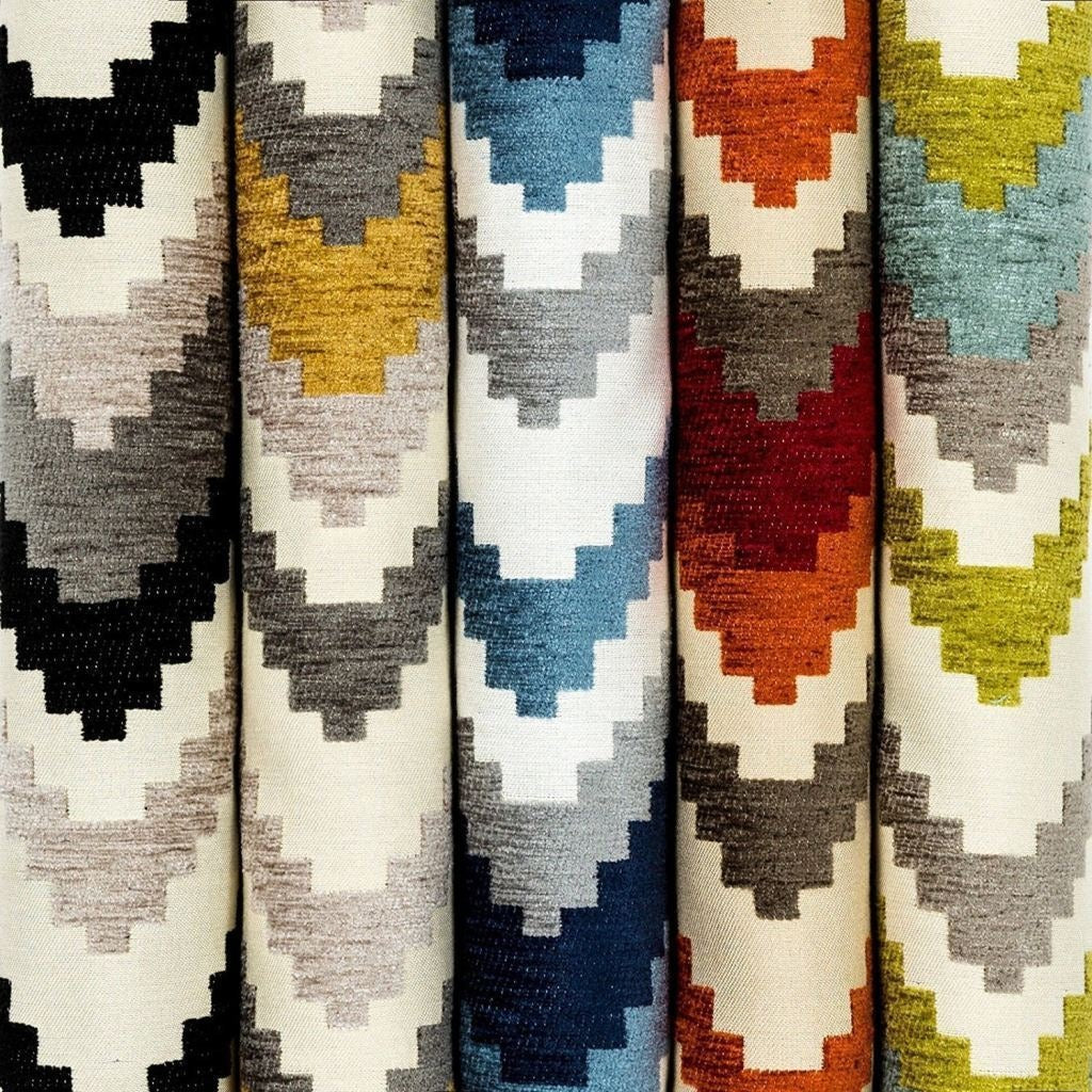 McAlister Textiles Navajo Yellow+ Grey Striped Fabric Fabrics 