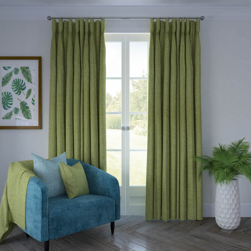 McAlister Textiles Eternity Sage Green Chenille Curtains Tailored Curtains 