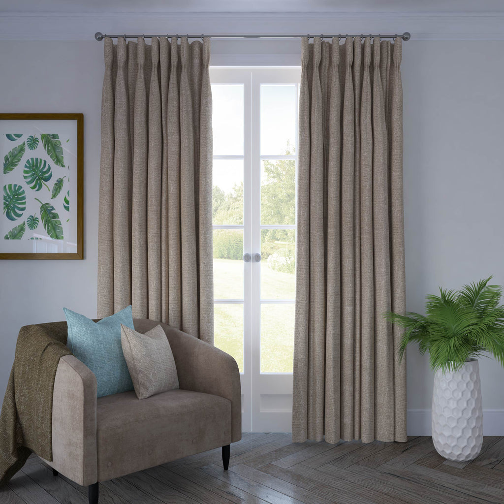McAlister Textiles Eternity Taupe Chenille Curtains Tailored Curtains 
