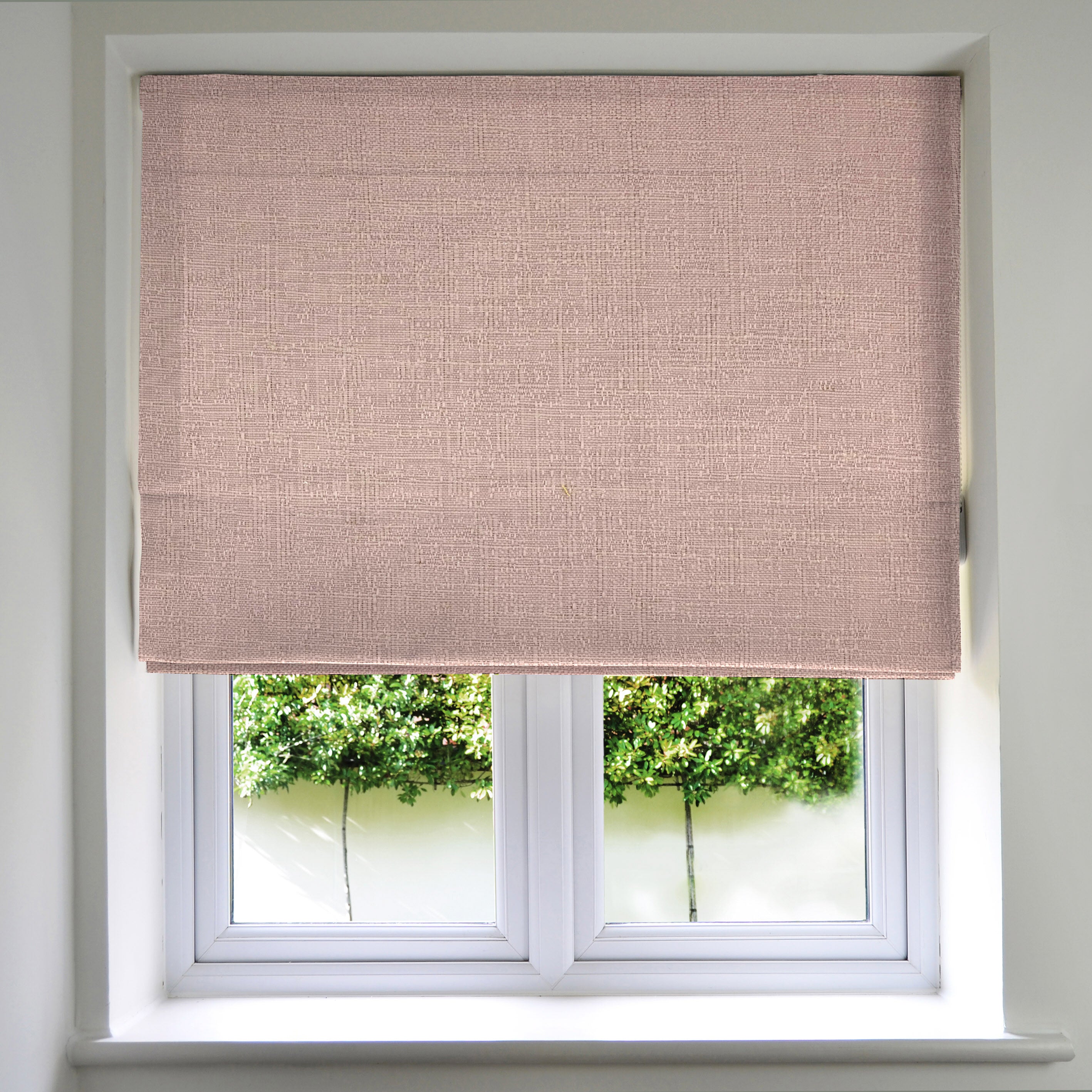 McAlister Textiles Harmony Soft Blush Textured Roman Blinds Roman Blinds Standard Lining 130cm x 200cm Soft Blush