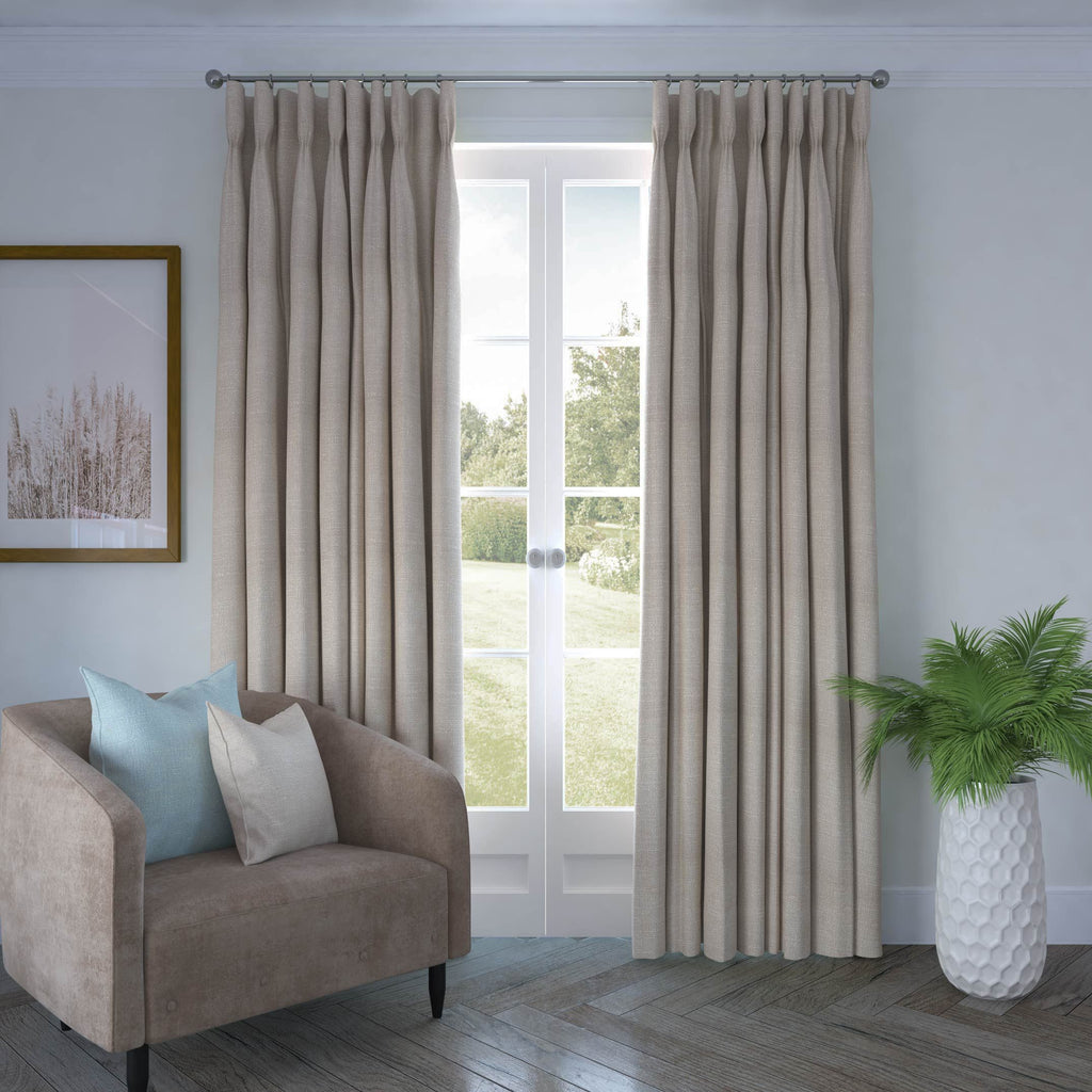 McAlister Textiles Harmony Linen Blend Taupe Textured Curtains Tailored Curtains 