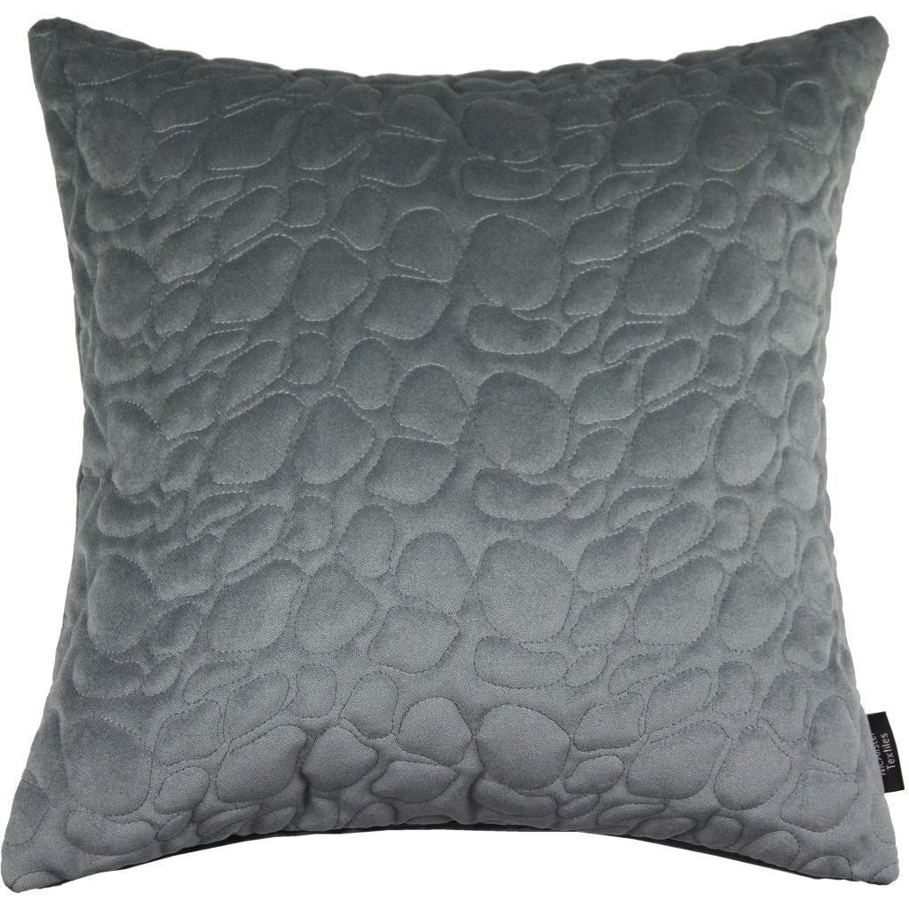 McAlister Textiles Pebble Quilted Silver Grey Velvet Cushion Cushions and Covers Cover Only 43cm x 43cm 