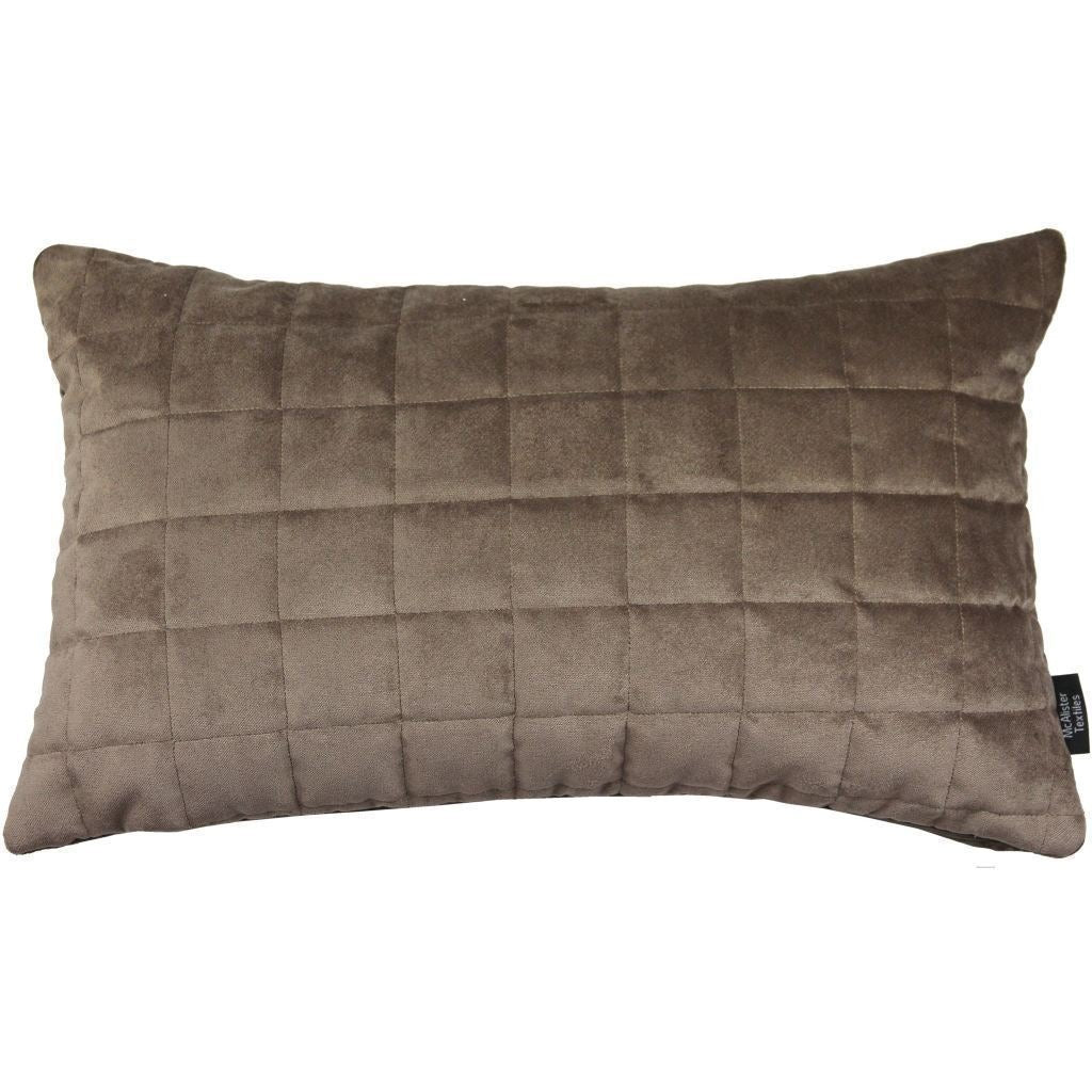 McAlister Textiles Square Quilted Mocha Brown Velvet Pillow Pillow Cover Only 50cm x 30cm 