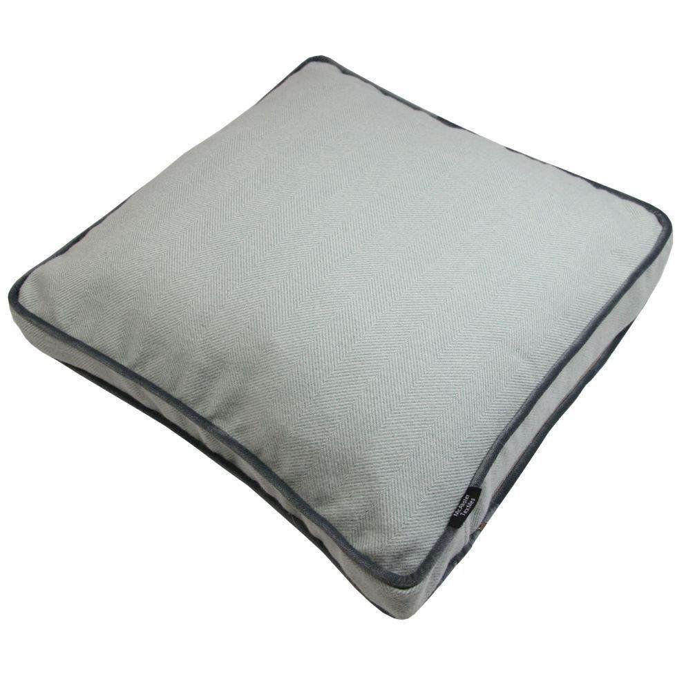 McAlister Textiles Deluxe Herringbone Duck Egg Blue Box Cushion 43cm x 43cm x 3cm Box Cushions 